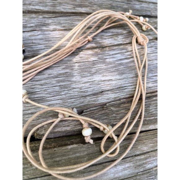 Vintage BOHO Festival HIppy Tie Belt Faux Horn Resin Beads - Picture 8 of 13